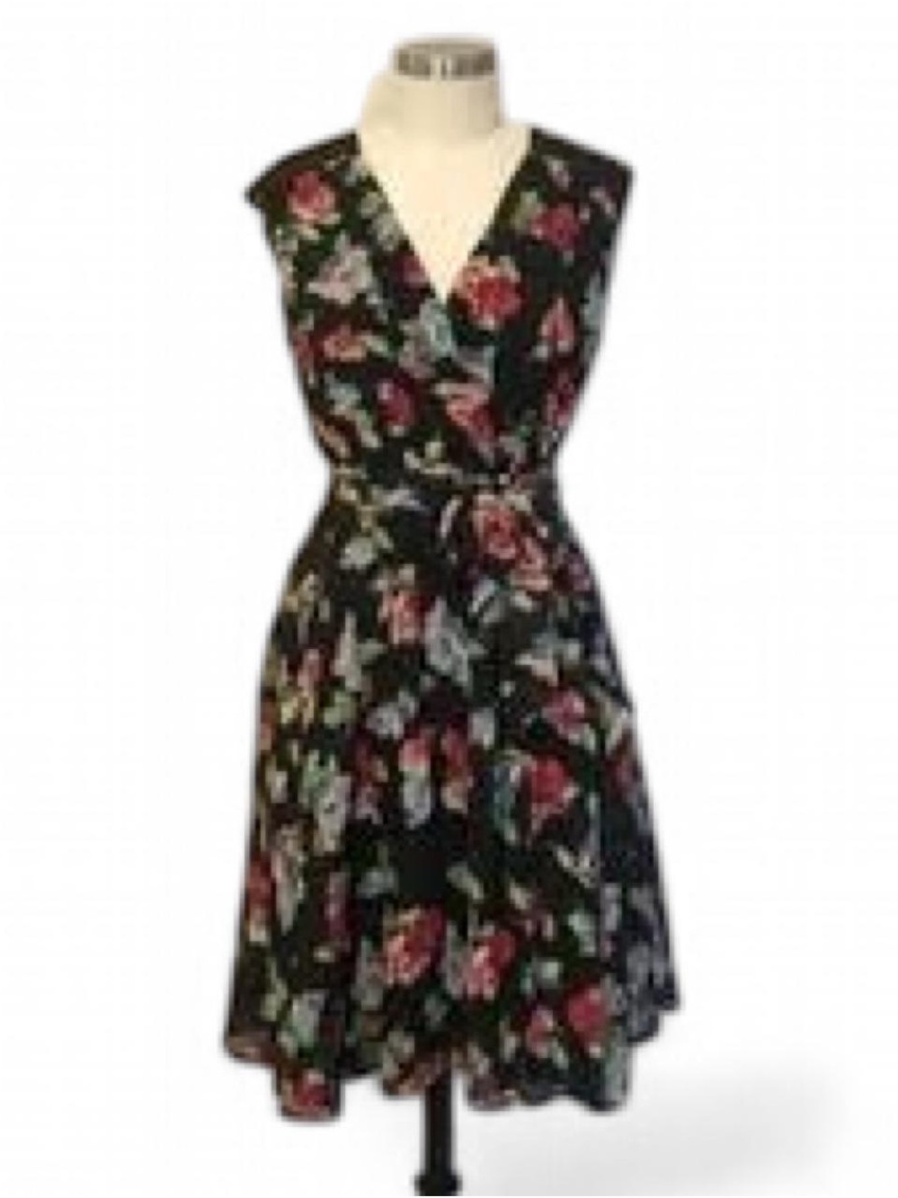 Miss Sixty Black Floral Wrap Dress with Rose Print